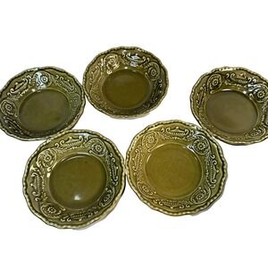 Canonsburg REGENCY Green Ironstone Sauce / Dessert Bowls * Set of 5 * EXC 5 3/8"